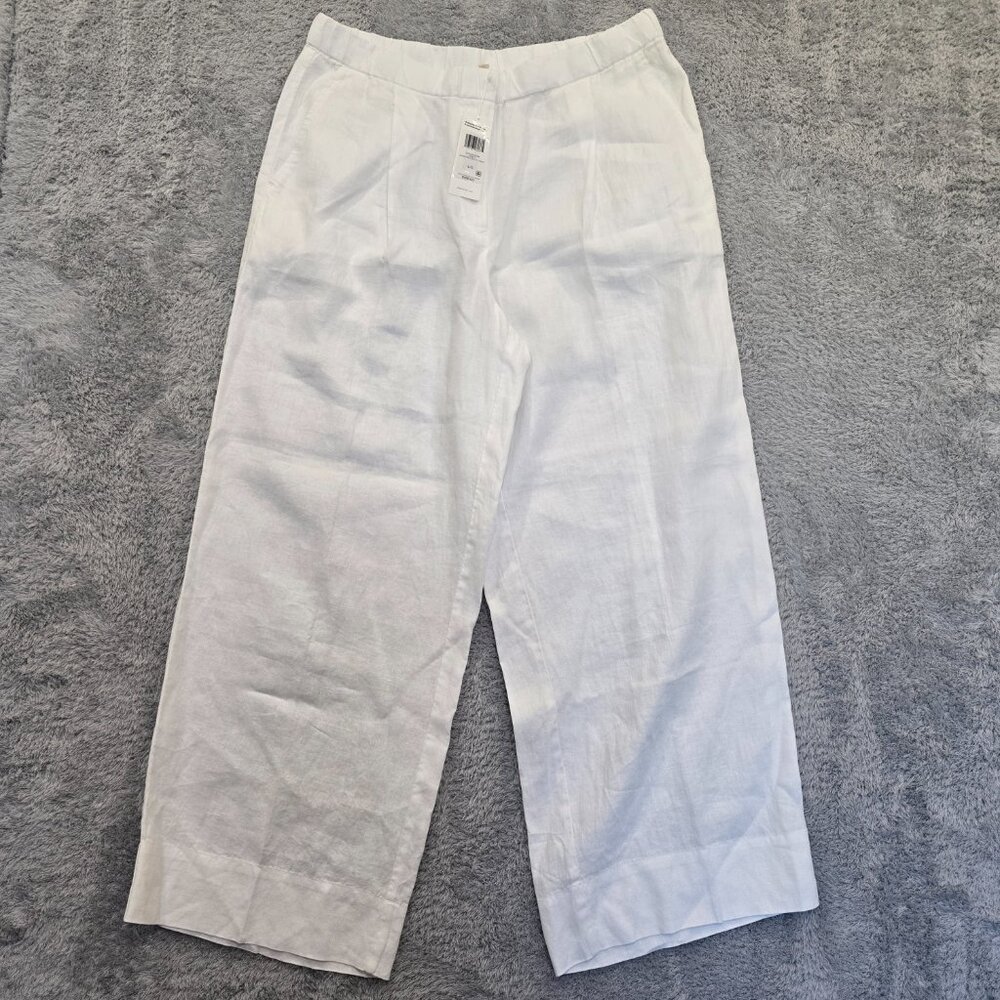 Eileen Fisher Wide Leg Pleated F/L Pant 100% Organic Linen Womens NWT NEW - Picture 2 of 12